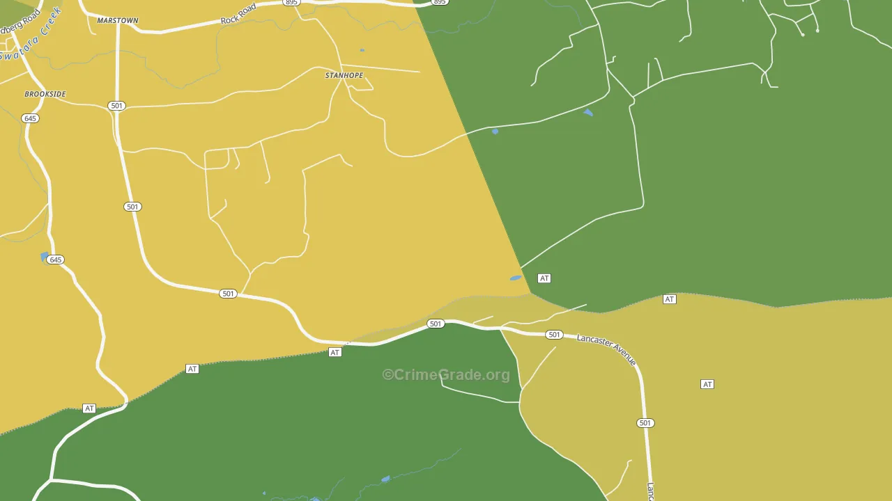 Stanhope, PA Map of Burglary Rates