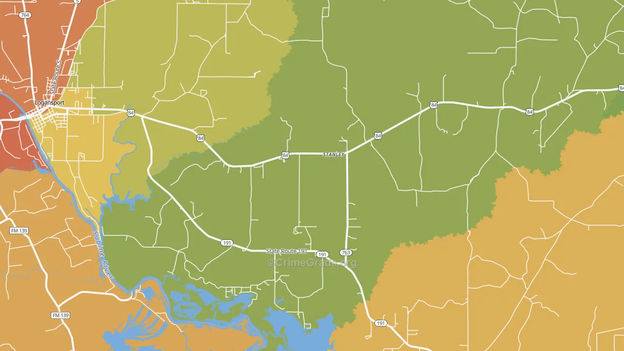 Stanley, LA Map of Burglary Rates