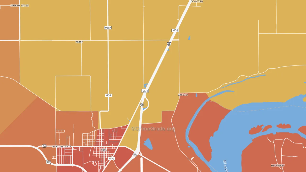 Stanley, MO Map of Burglary Rates