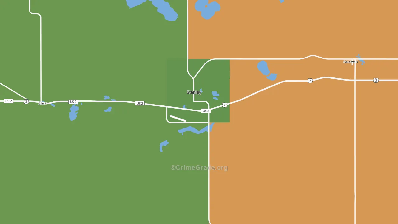 Stanley, ND Map of Burglary Rates