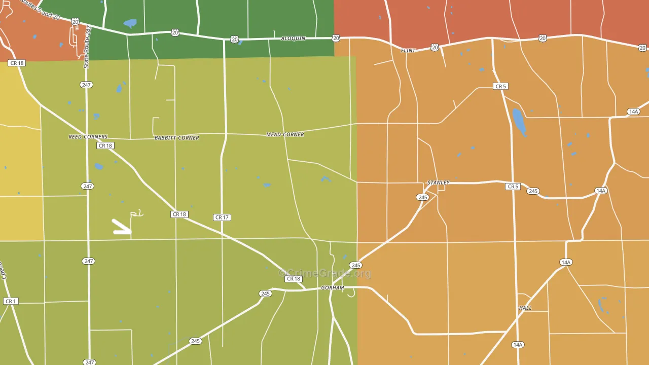 Stanley, NY Map of Burglary Rates