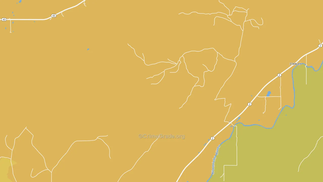 Stanley, OK Map of Burglary Rates