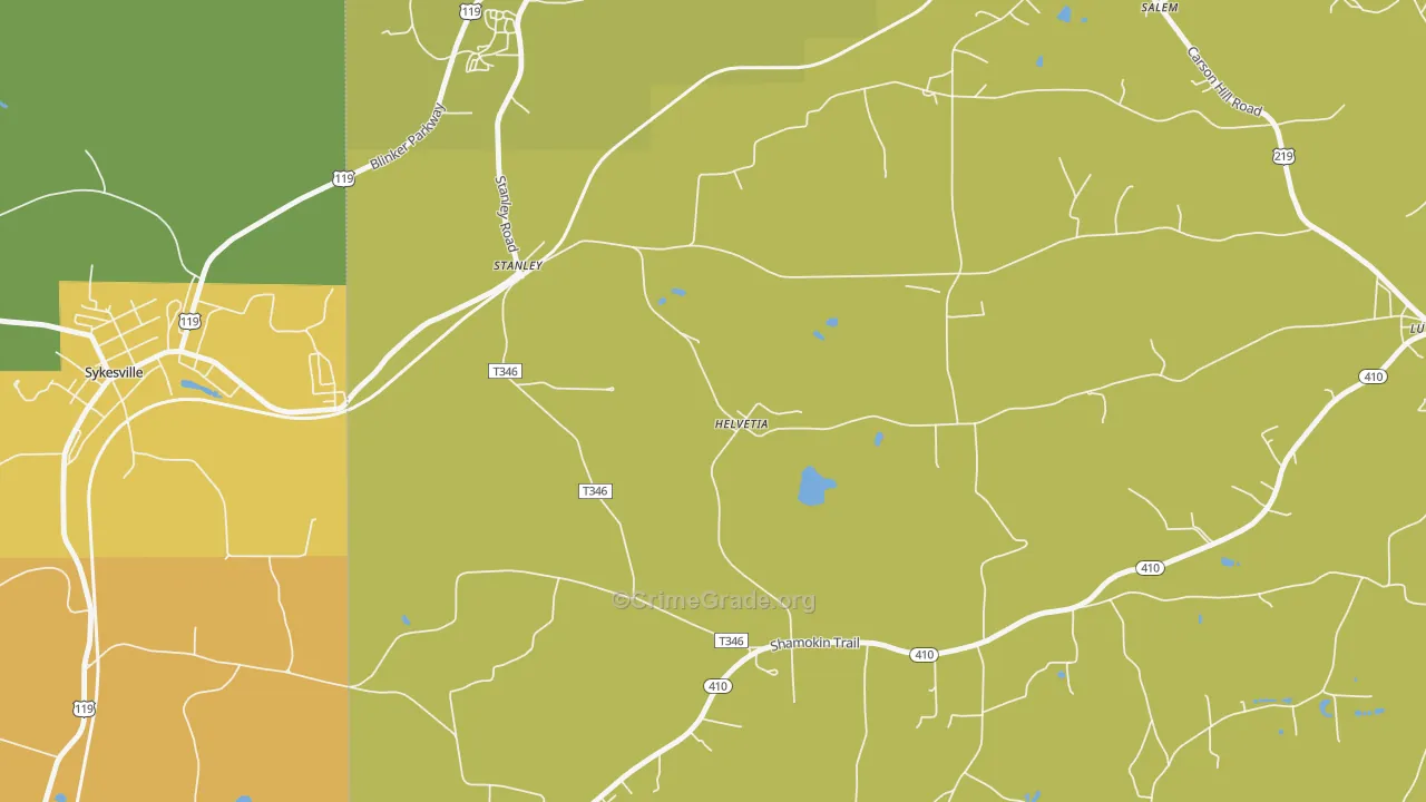 Stanley, PA Map of Burglary Rates