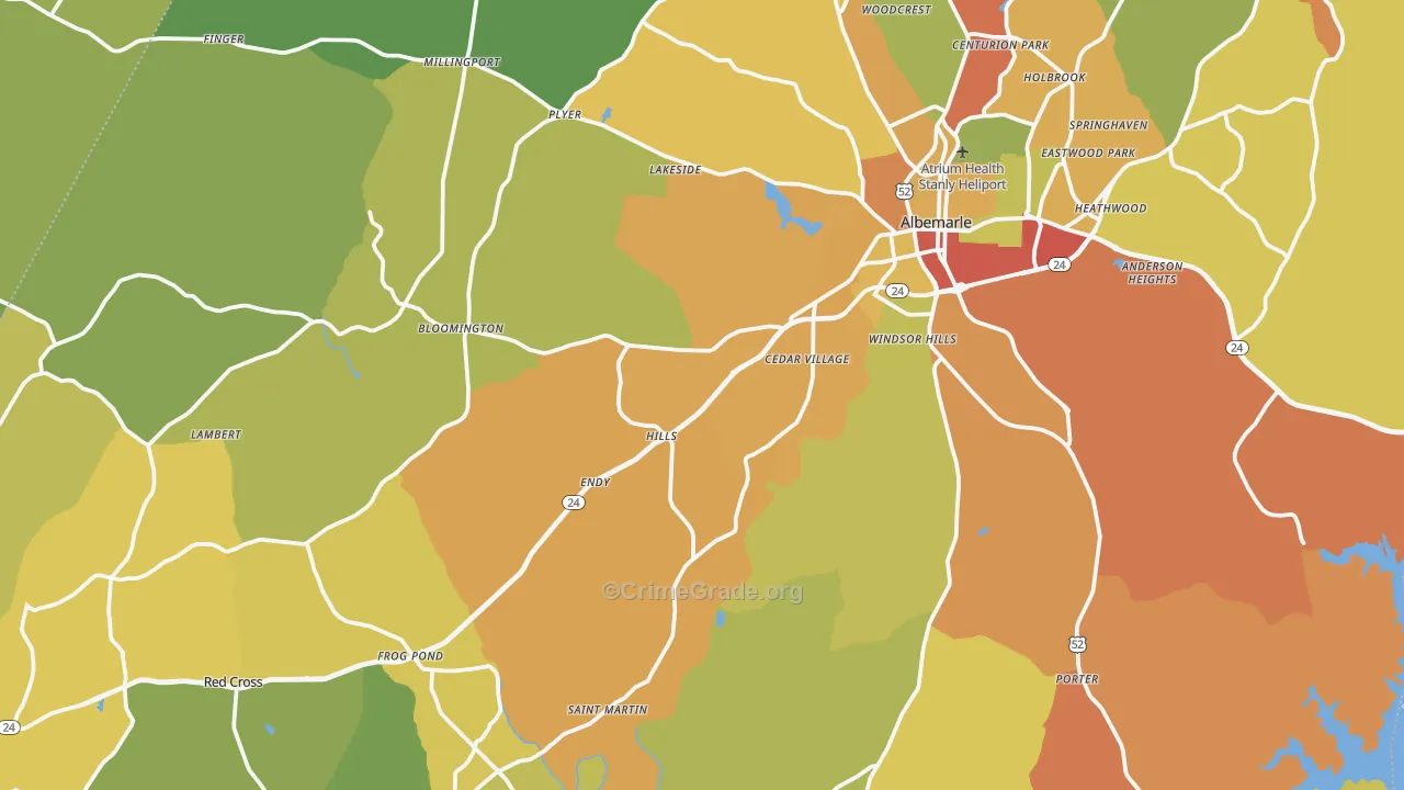 Stanly County, NC Map of Burglary Rates