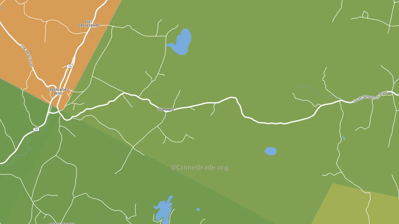 Stannard, VT Map of Burglary Rates