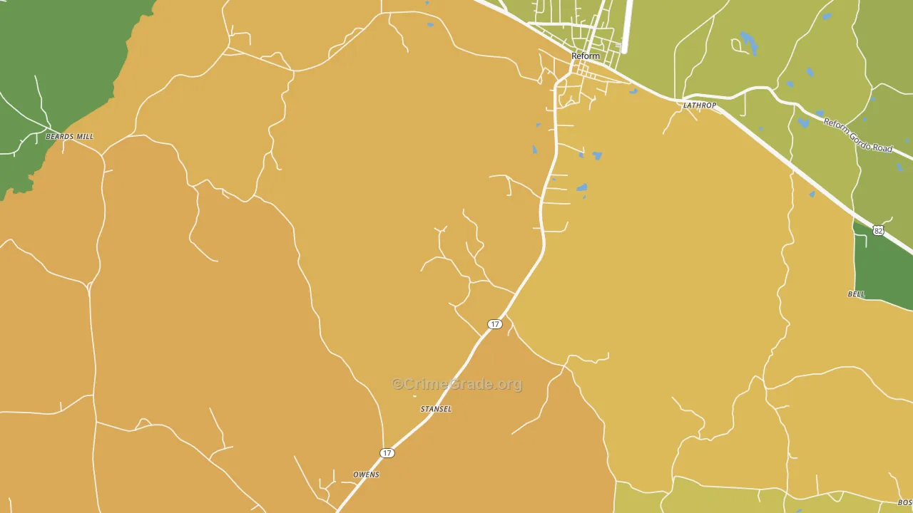 Stansel, AL Map of Burglary Rates