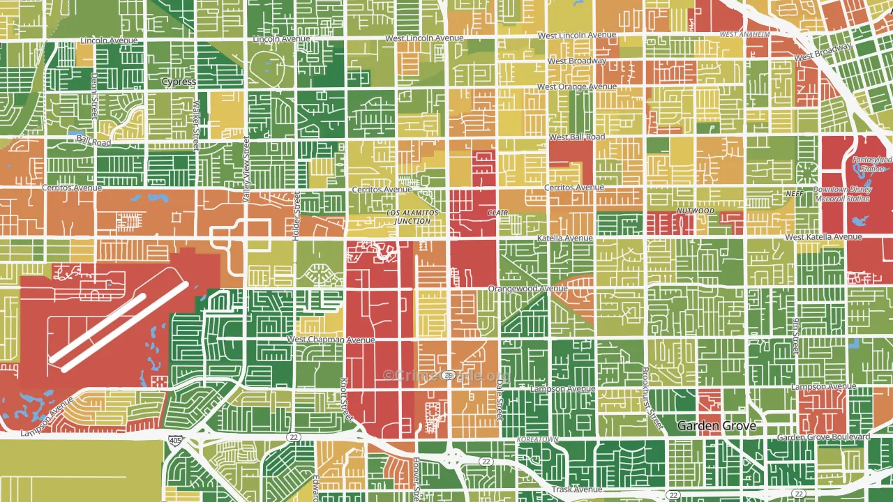 Stanton, CA Map of Burglary Rates
