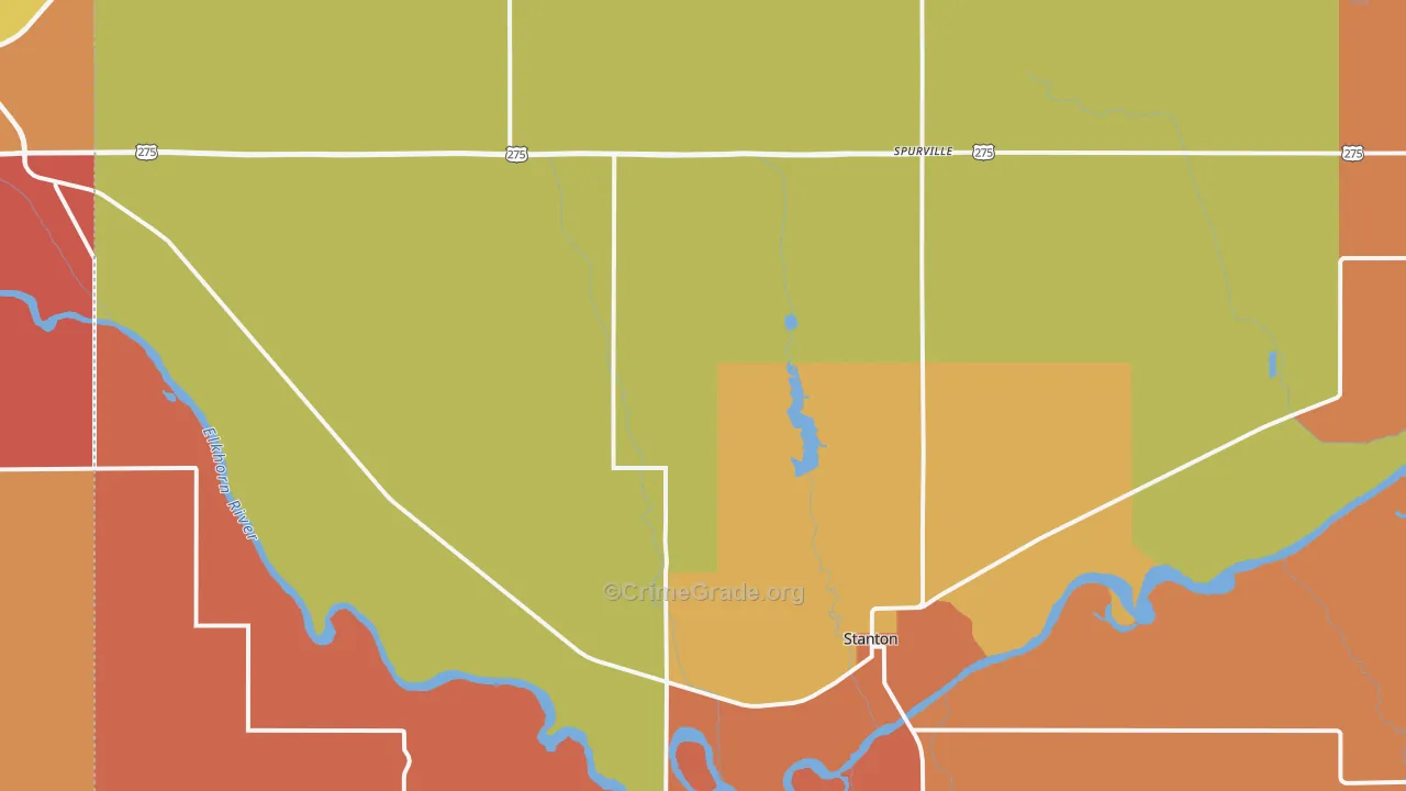 Stanton County, NE Map of Burglary Rates