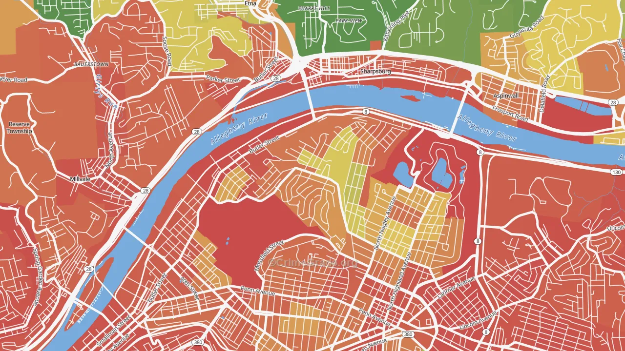 Stanton Heights, Pittsburgh, PA Map of Burglary Rates
