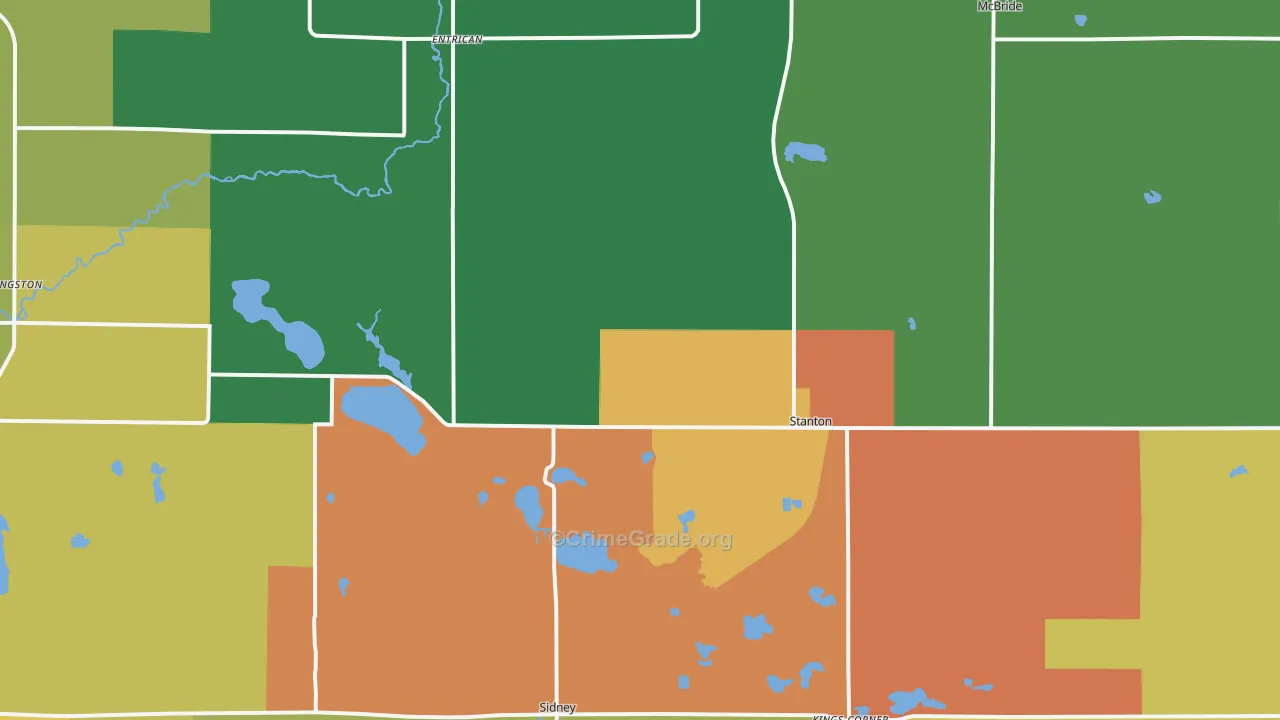 Stanton, MI Map of Burglary Rates