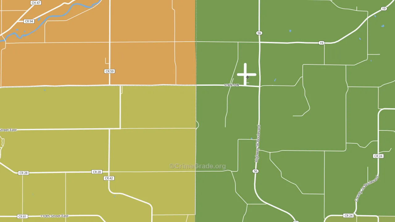 Stanton, MN Map of Burglary Rates