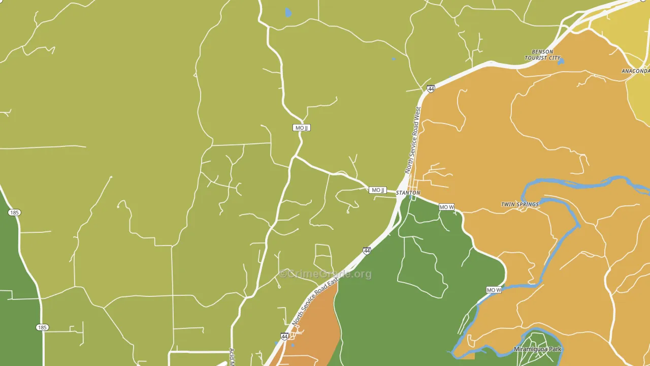 Stanton, MO Map of Burglary Rates