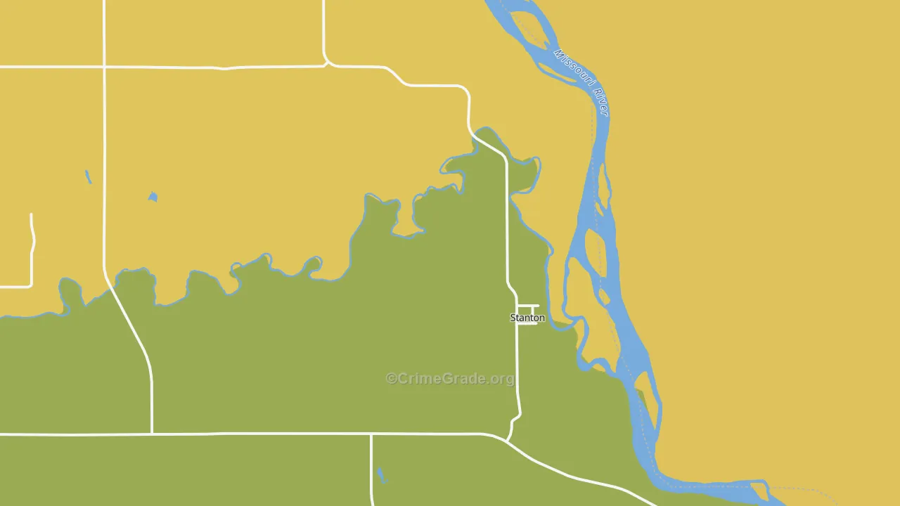 Stanton, ND Map of Burglary Rates
