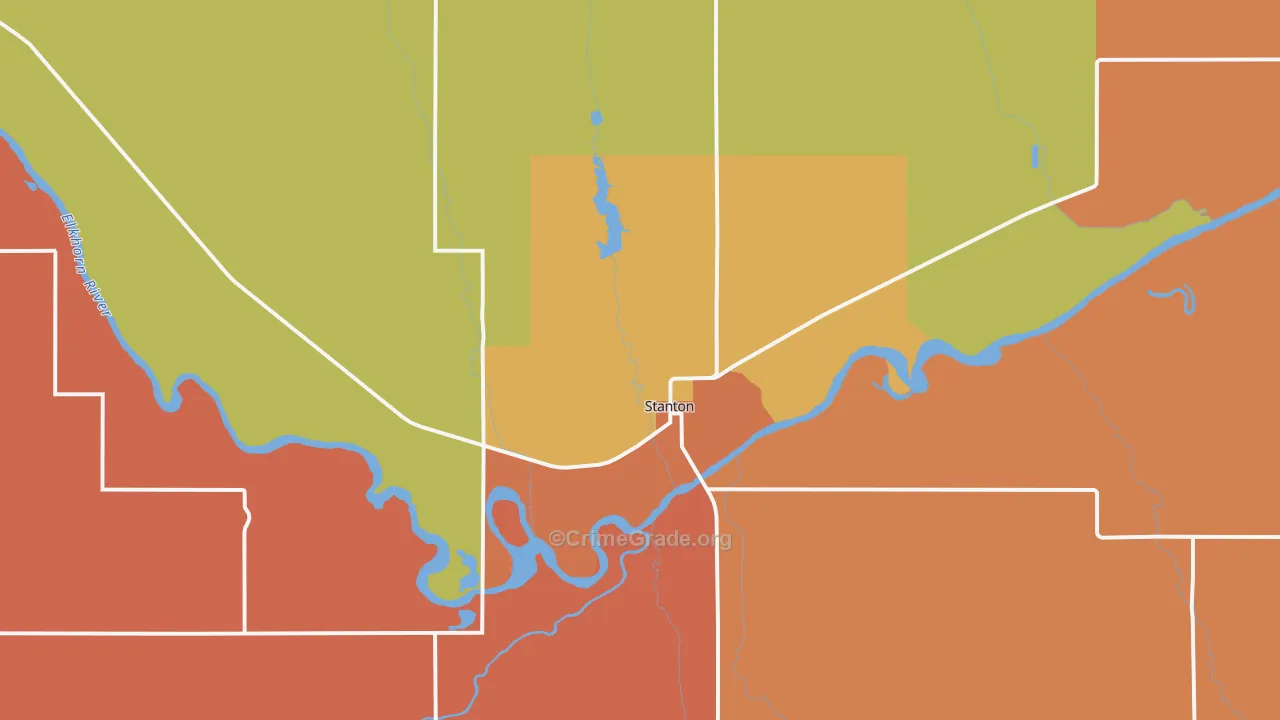 Stanton, NE Map of Burglary Rates