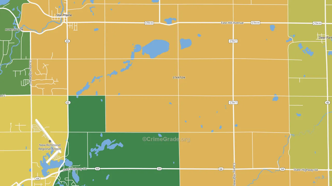 Stanton, WI Map of Burglary Rates