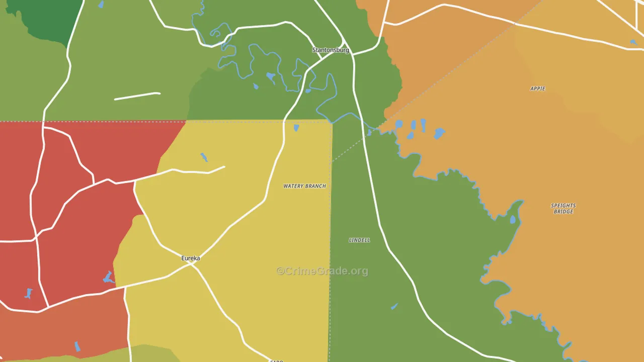 Stantonsburg, NC Map of Burglary Rates