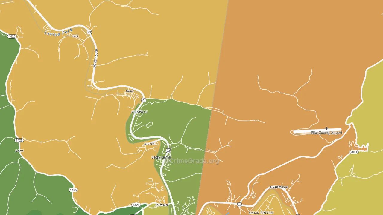 Stanville, KY Map of Burglary Rates