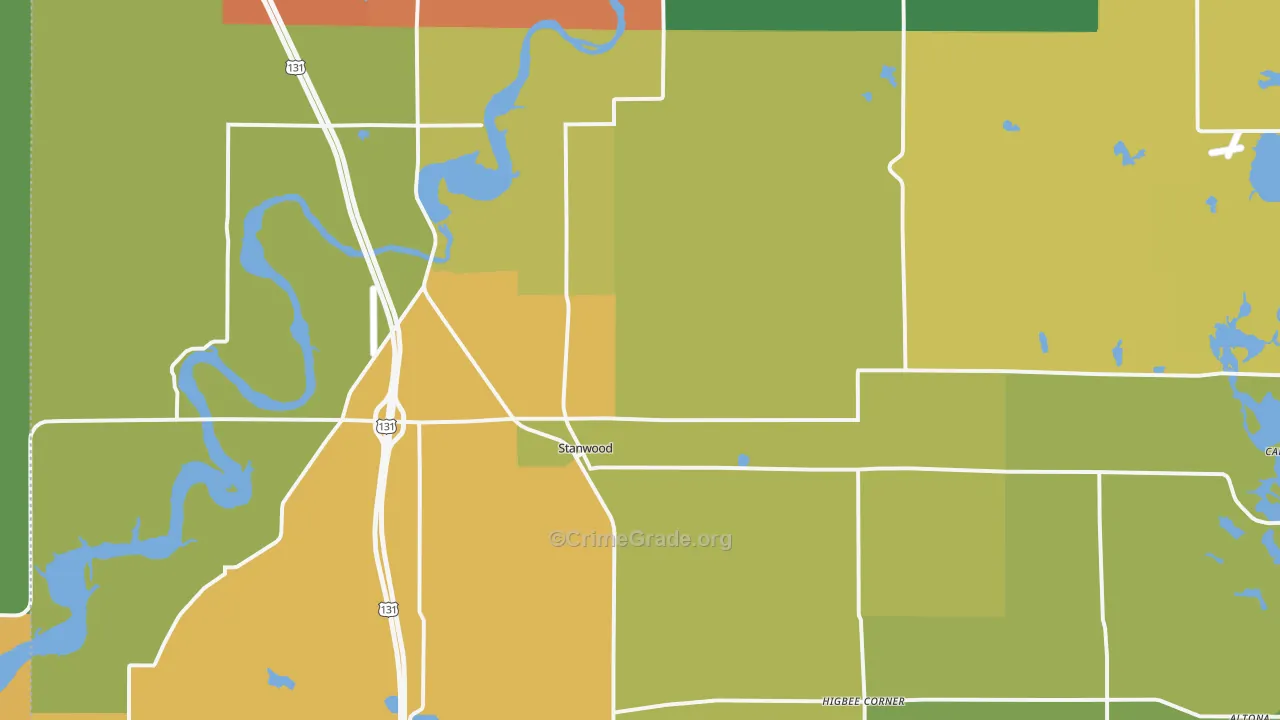 Stanwood, MI Map of Burglary Rates