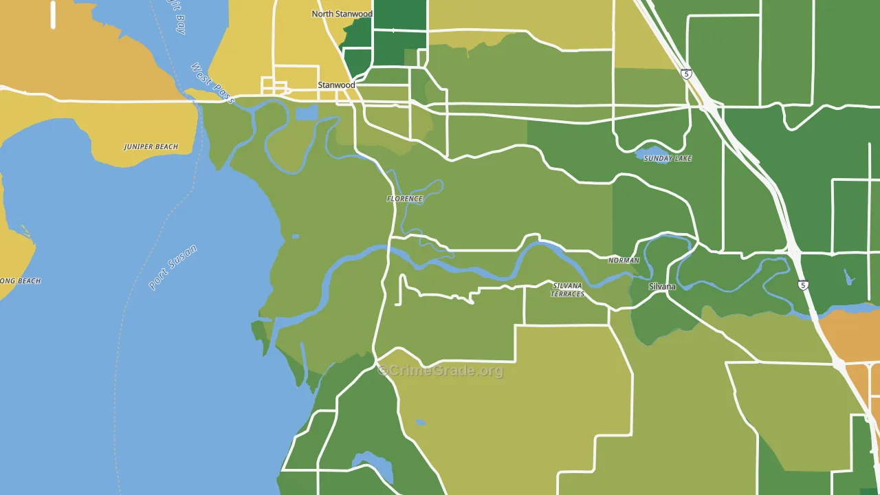 Stanwood, WA Map of Burglary Rates