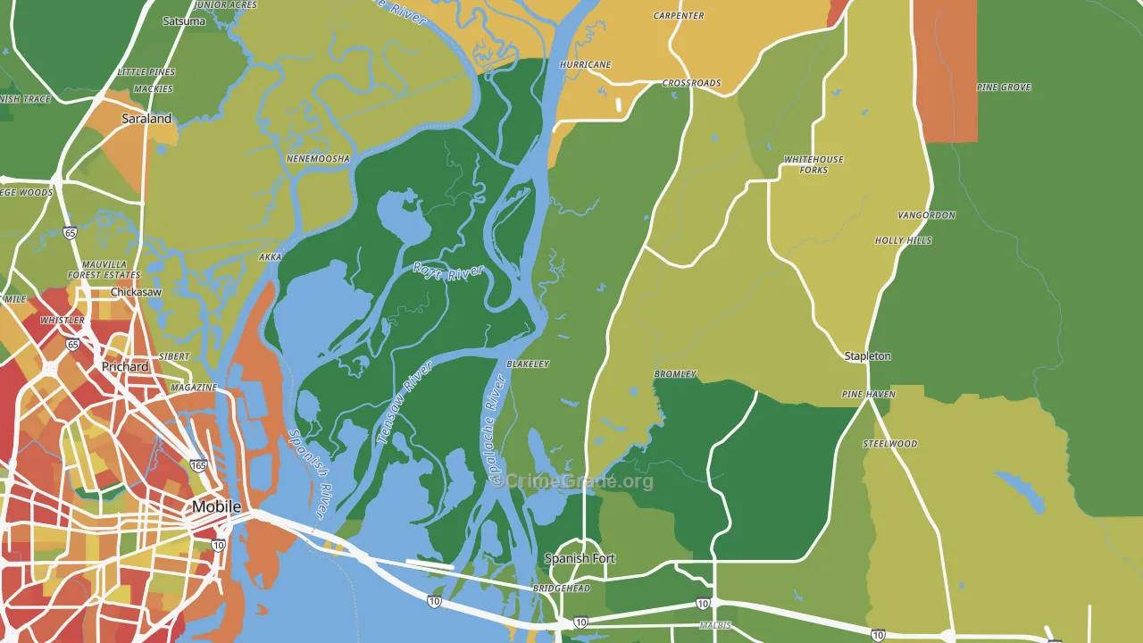 Stapleton, AL Map of Burglary Rates