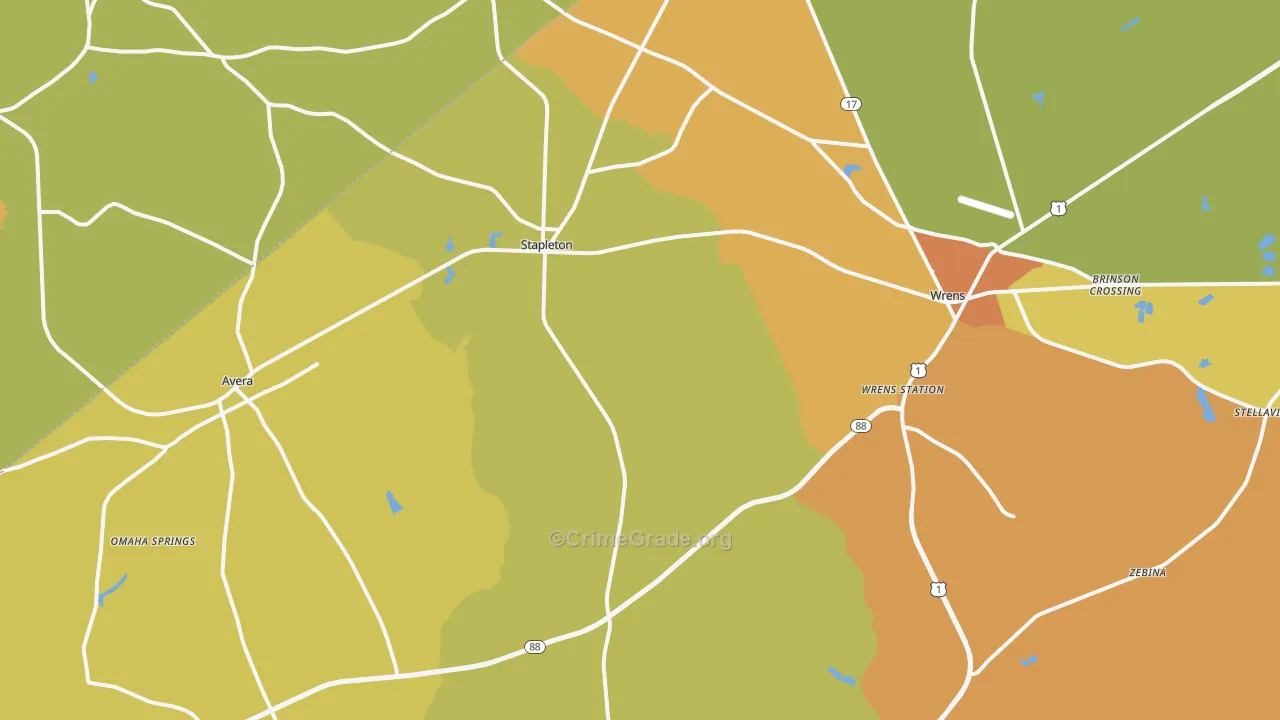 Stapleton, GA Map of Burglary Rates