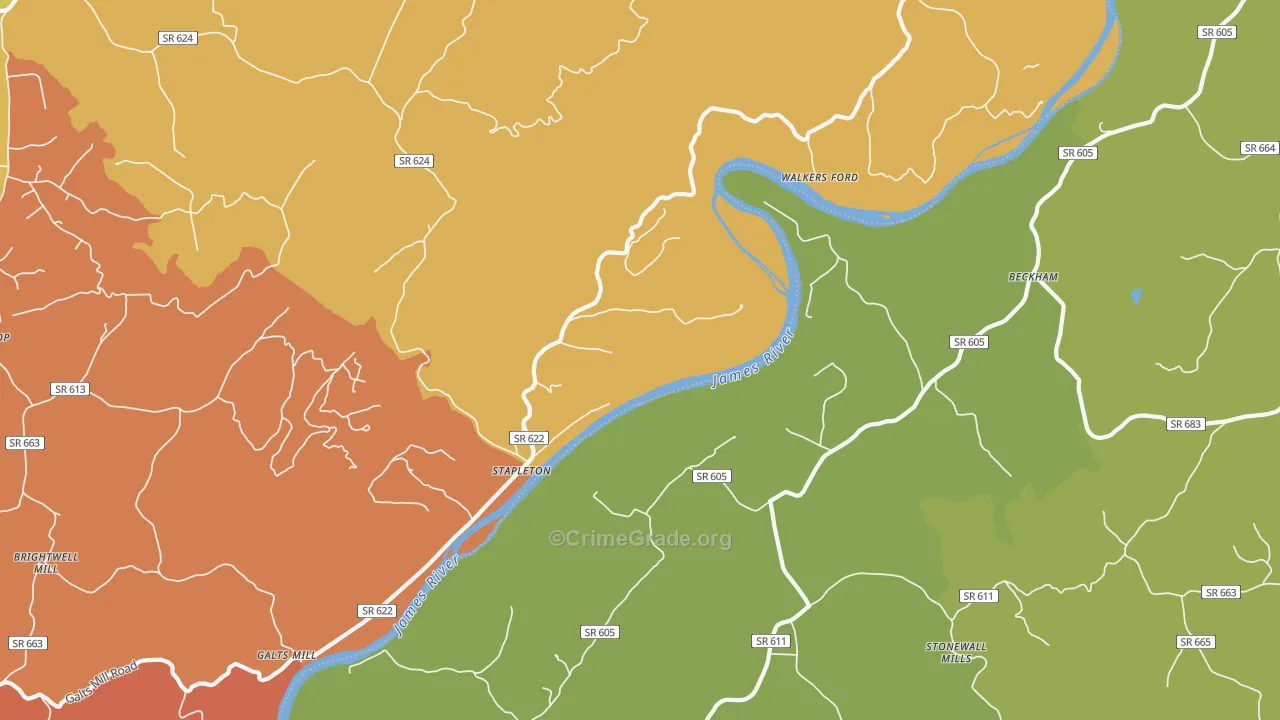 Stapleton, VA Map of Burglary Rates