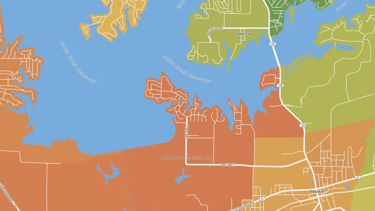 Star Harbor, TX Map of Burglary Rates