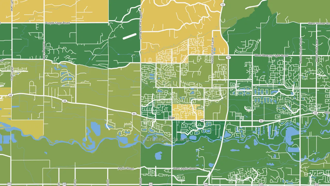 Star, ID Map of Burglary Rates