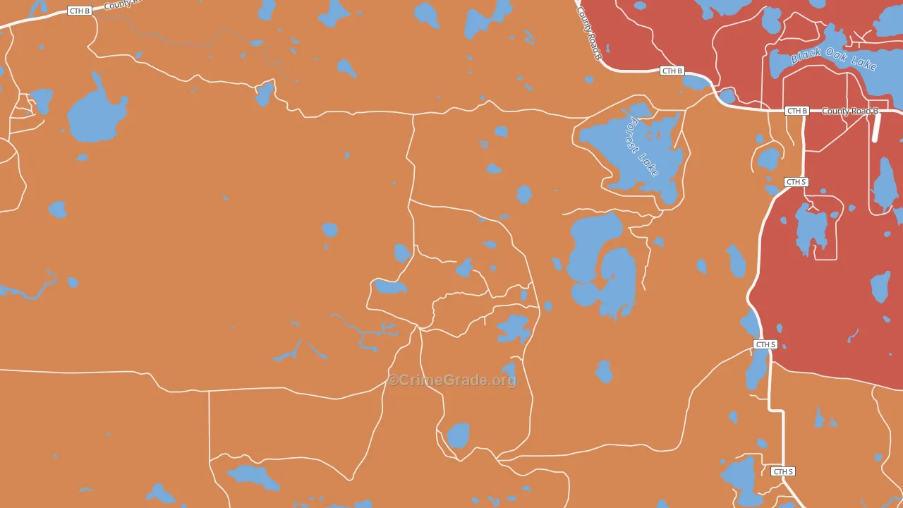 Star Lake, WI Map of Burglary Rates