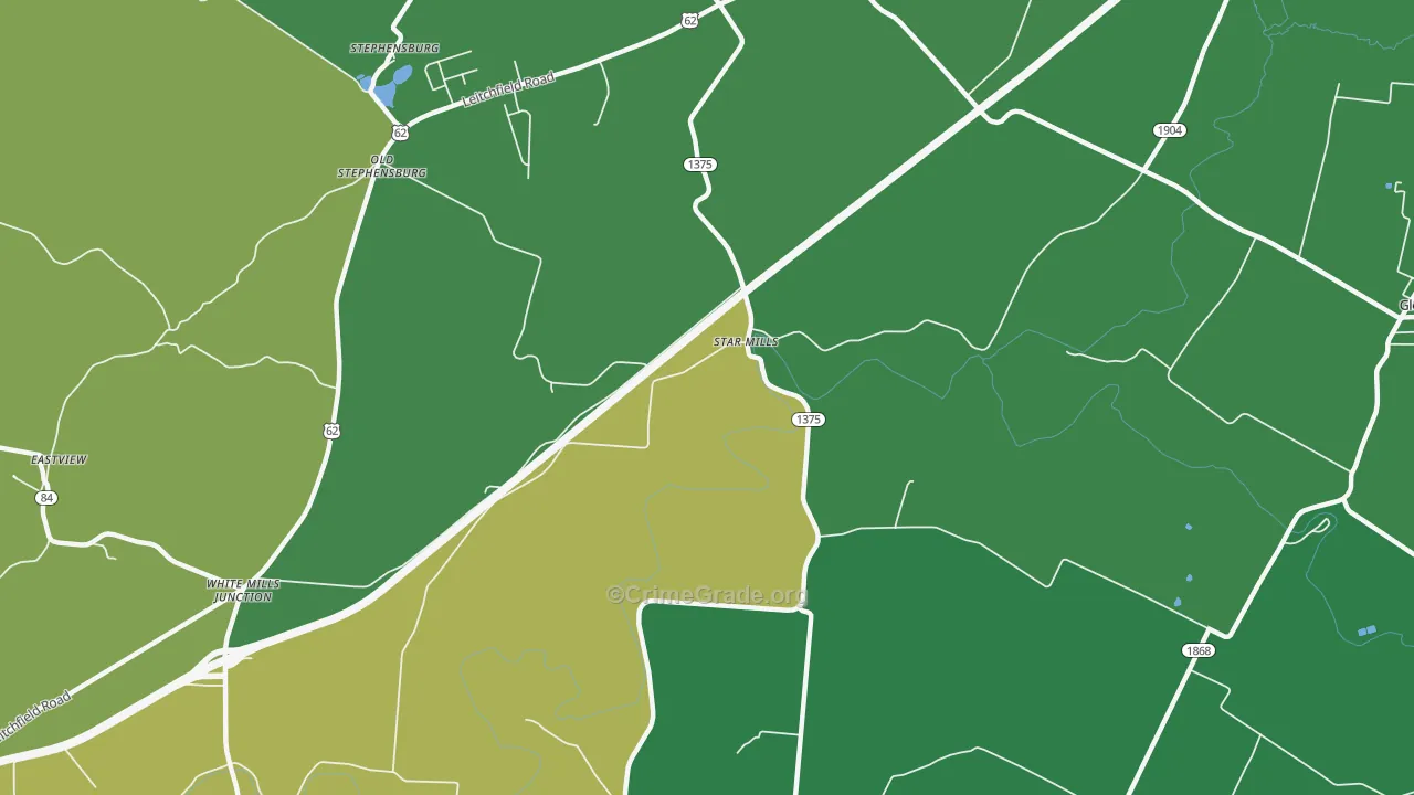 Star Mills, KY Map of Burglary Rates