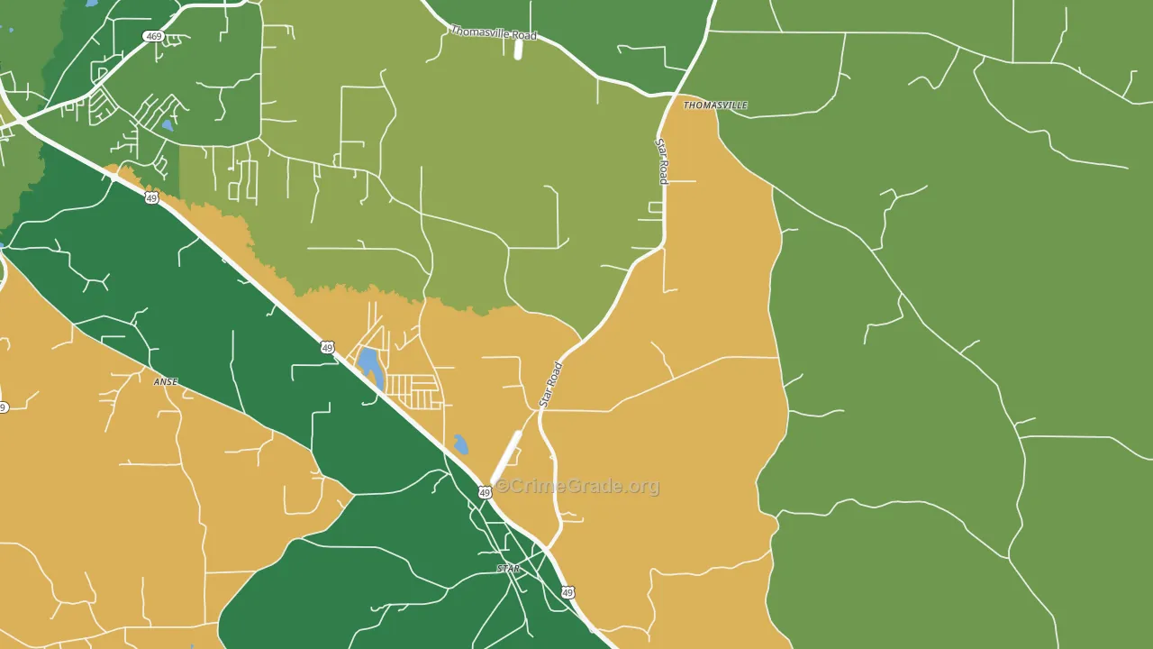 Star, MS Map of Burglary Rates