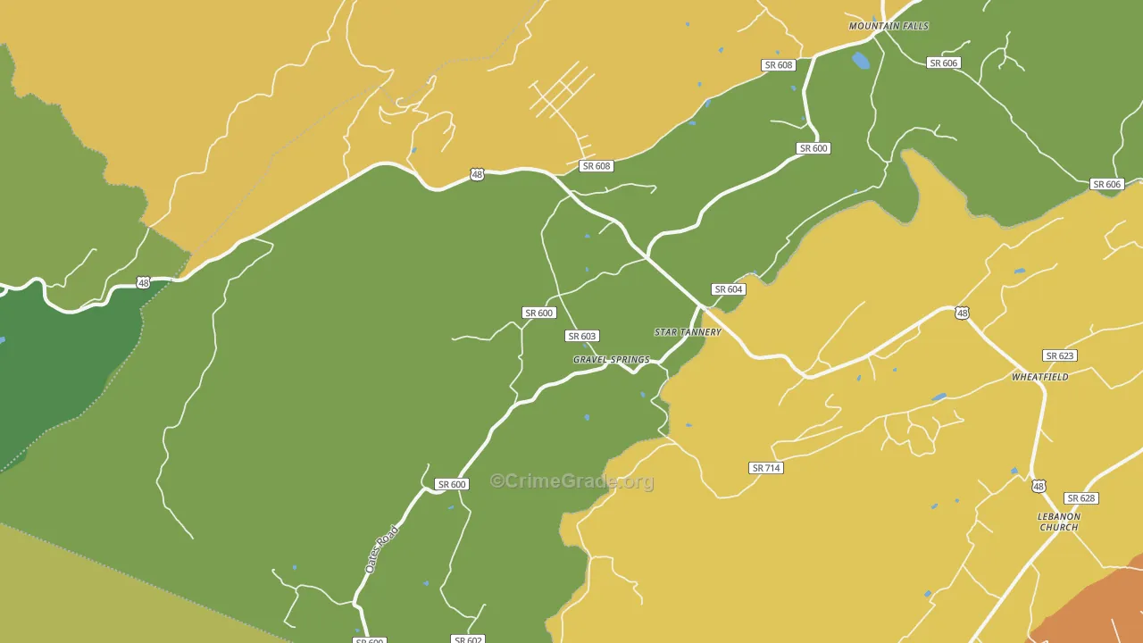 Star Tannery, VA Map of Burglary Rates