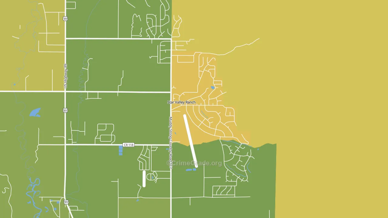 Star Valley Ranch, WY Map of Burglary Rates