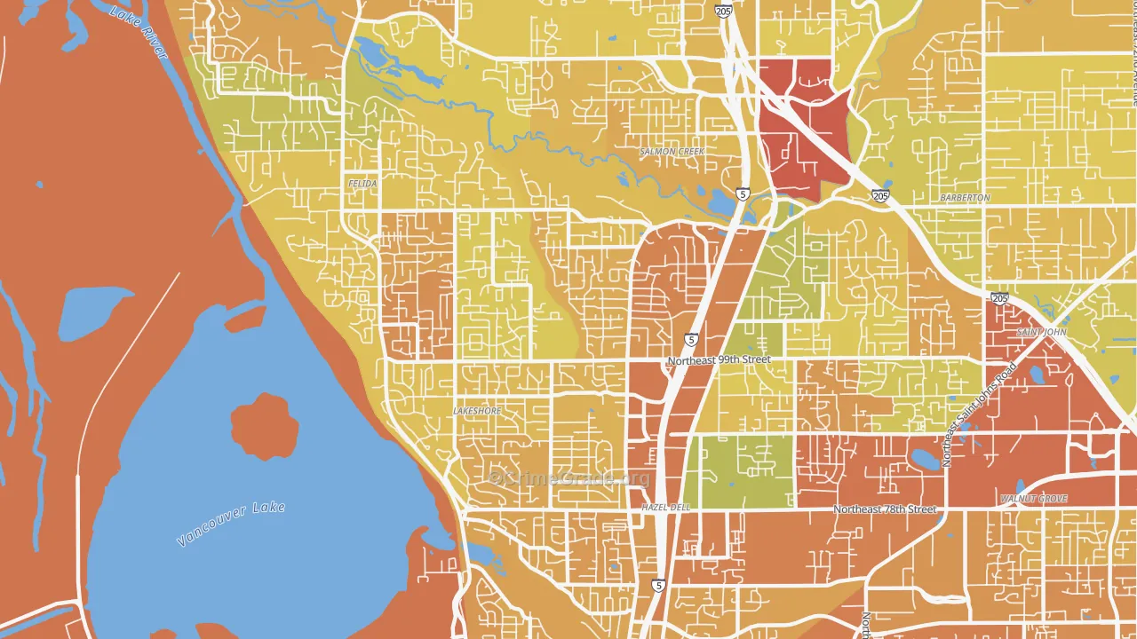 Starcrest, Salmon Creek, WA Map of Burglary Rates