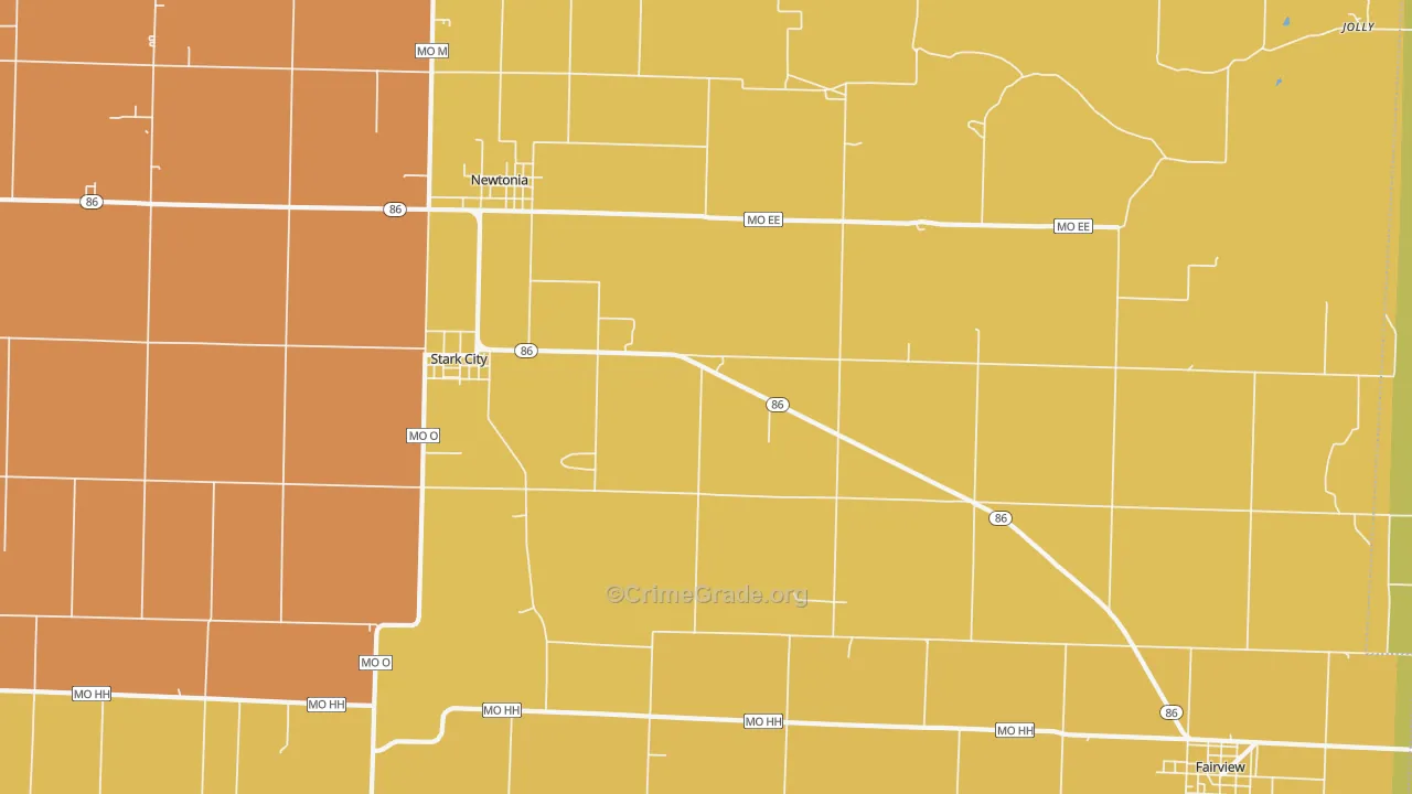 Stark City, MO Map of Burglary Rates