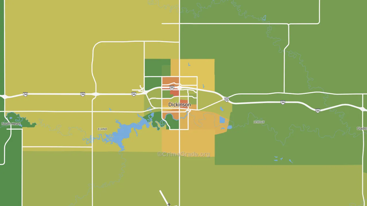 Stark County, ND Map of Burglary Rates