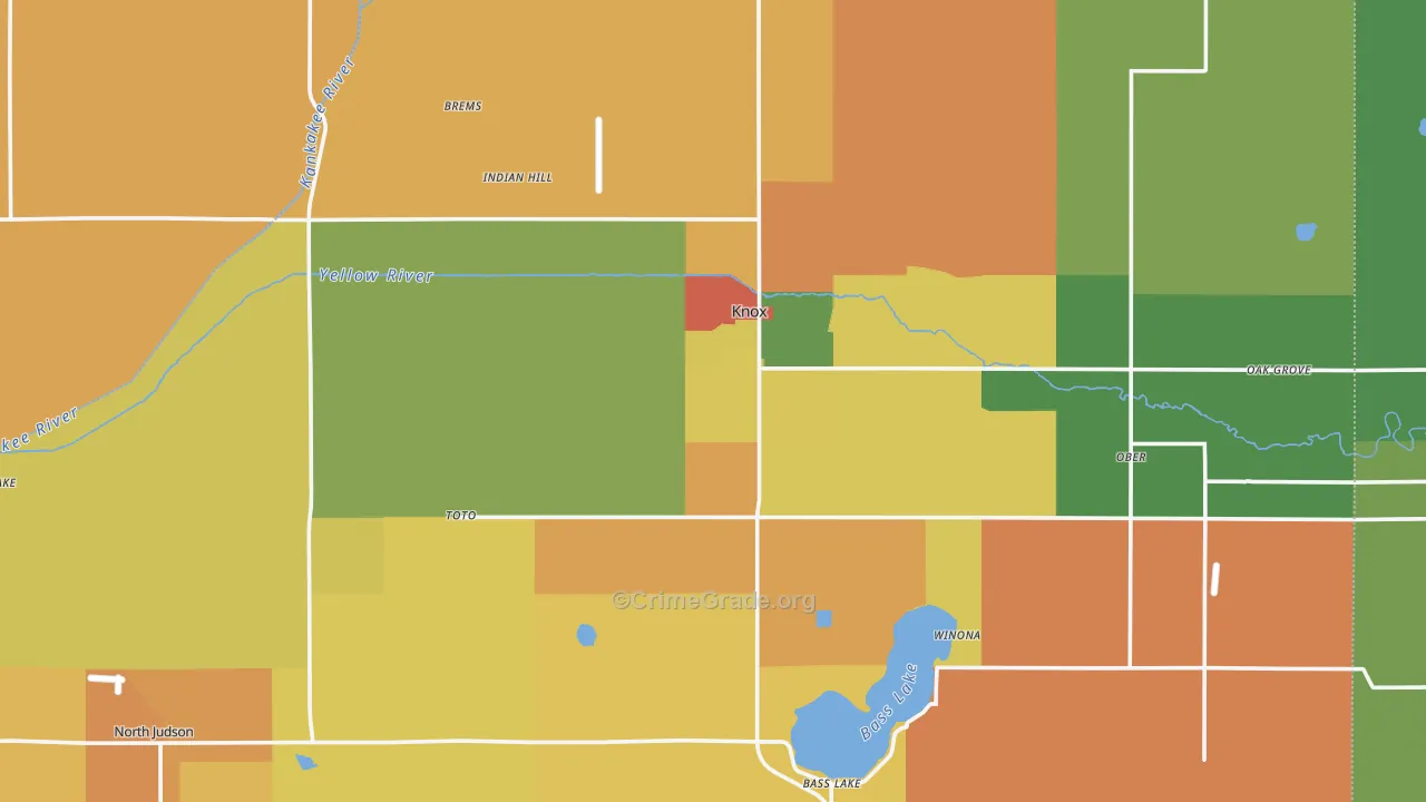 Starke County, IN Map of Burglary Rates