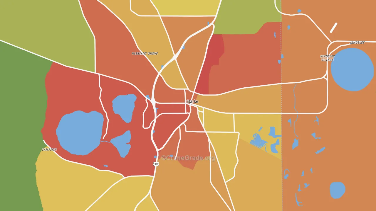 Starke, FL Map of Burglary Rates