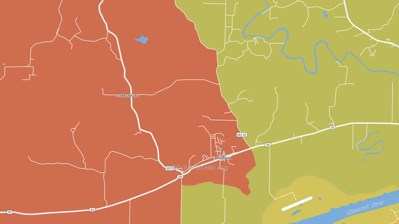 Starkenburg, MO Map of Burglary Rates