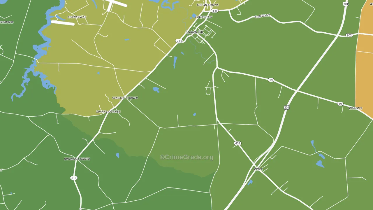 Starkey Corner, MD Map of Burglary Rates