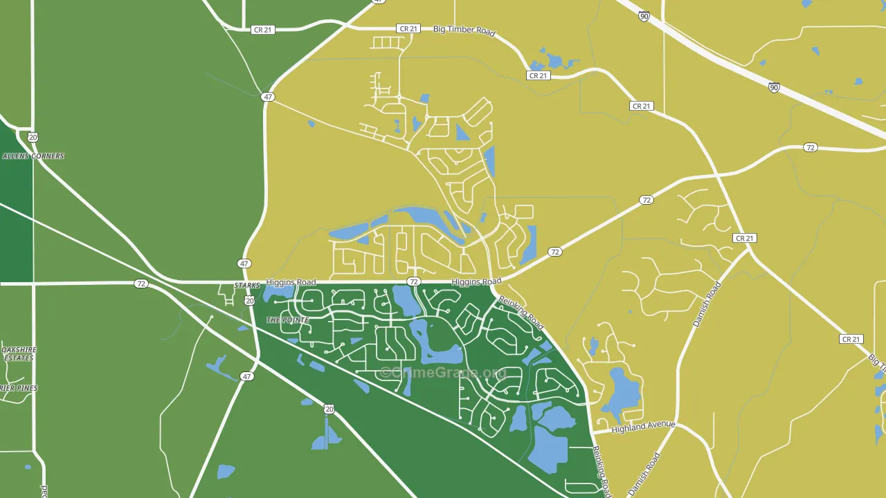 Starks, IL Map of Burglary Rates