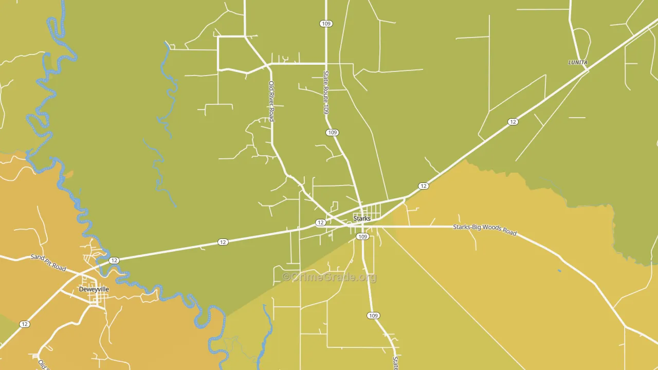 Starks, LA Map of Burglary Rates