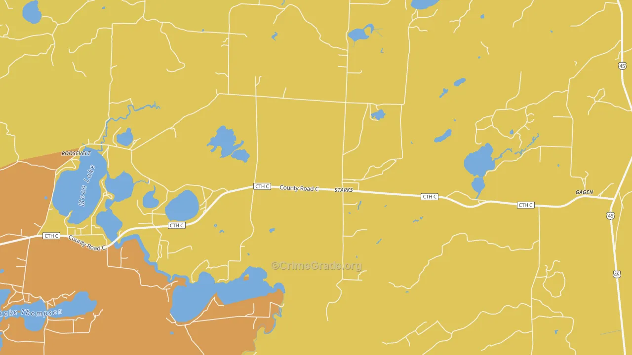 Starks, WI Map of Burglary Rates