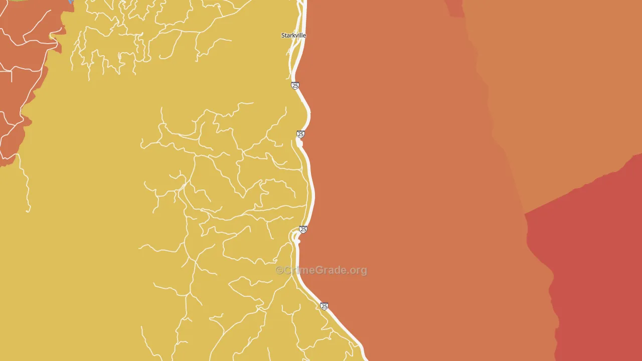 Starkville, CO Map of Burglary Rates