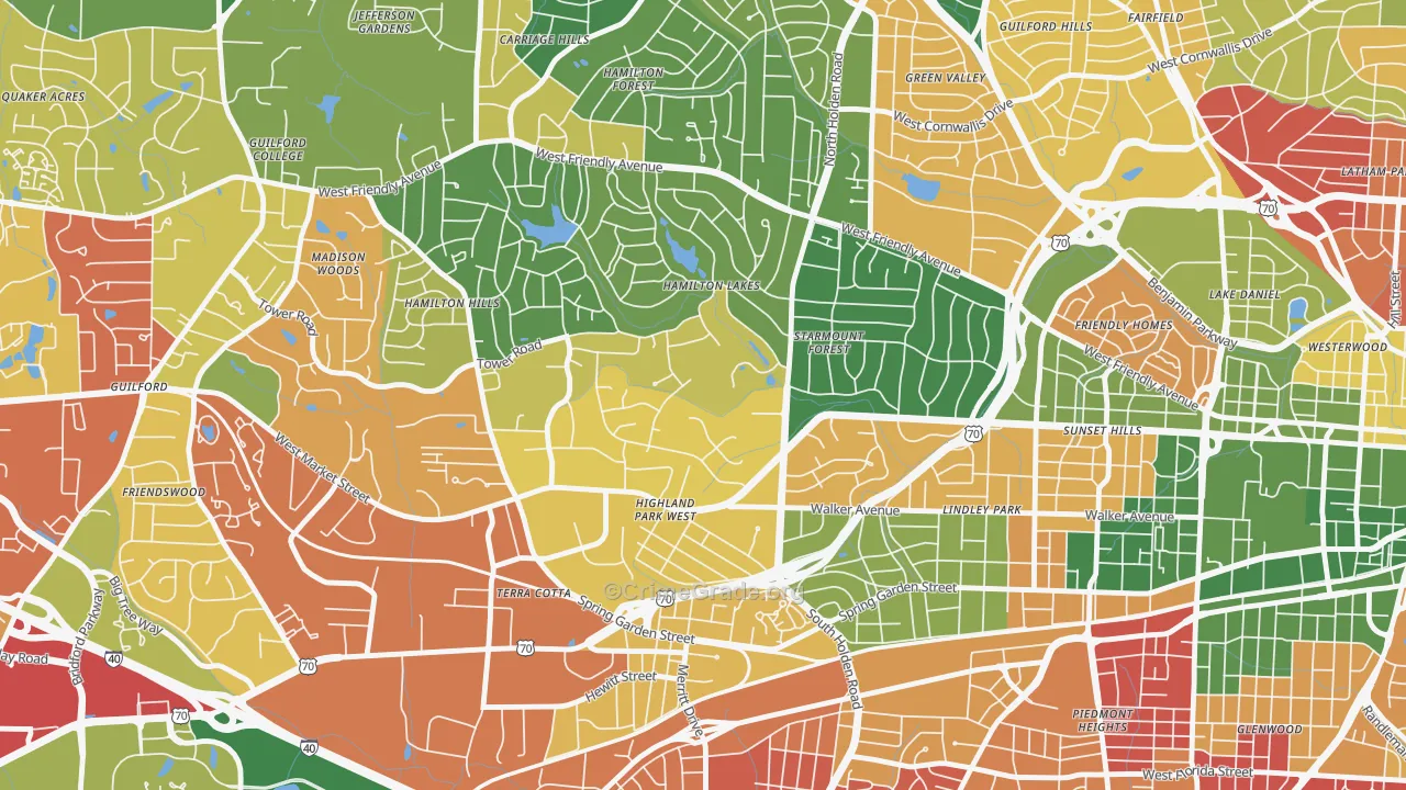 Starmount Forest, Greensboro, NC Map of Burglary Rates