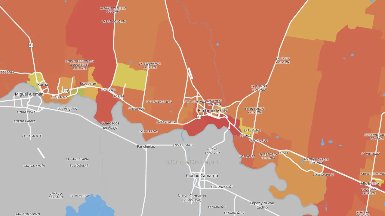 Starr County, TX Map of Burglary Rates