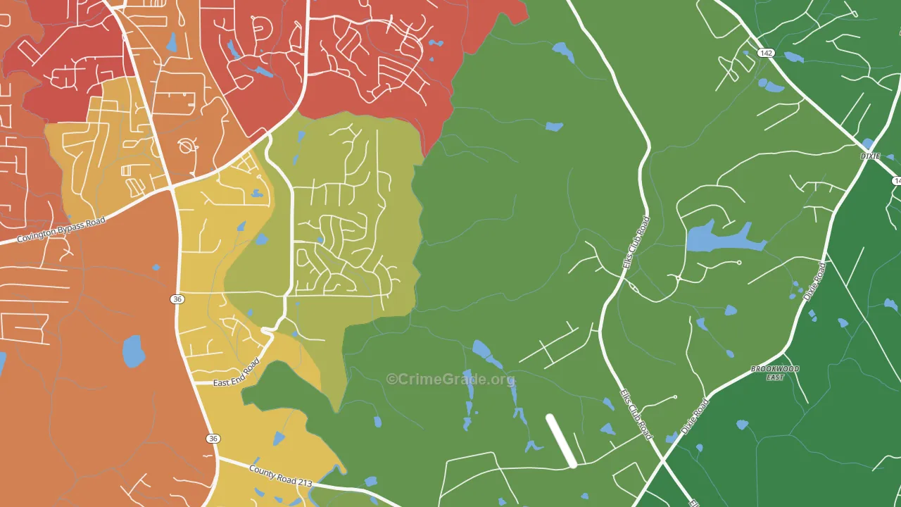 Starrsville, GA Map of Burglary Rates