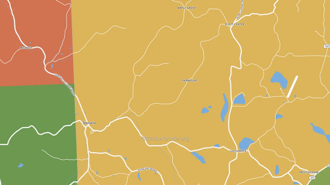 Starrucca, PA Map of Burglary Rates