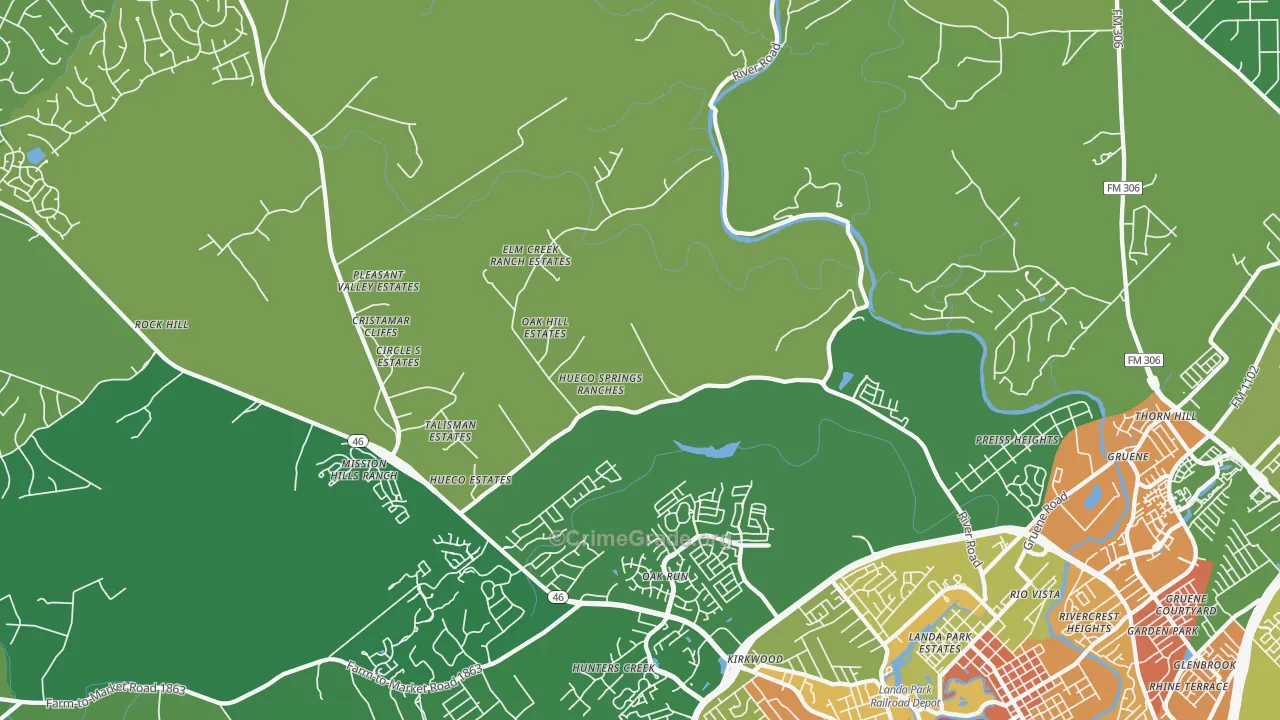 Startzville, TX Map of Burglary Rates