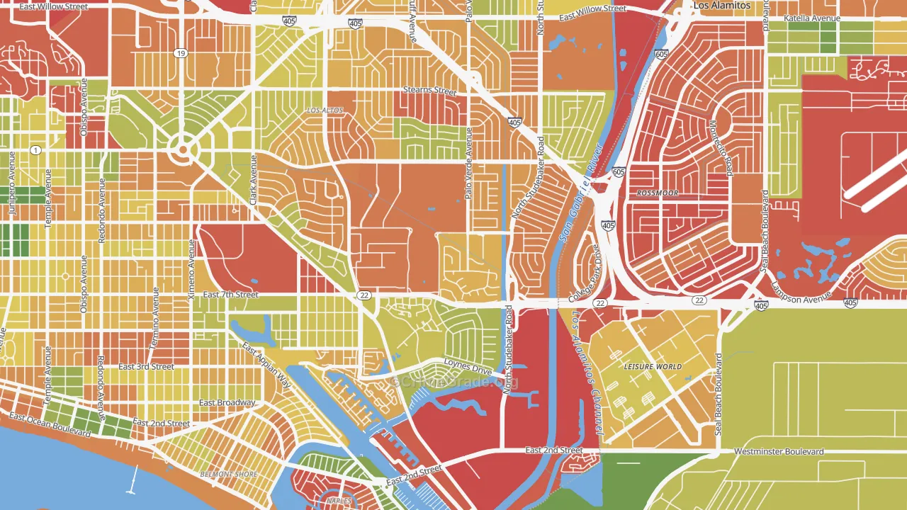 State College Area, Long Beach, CA Map of Burglary Rates